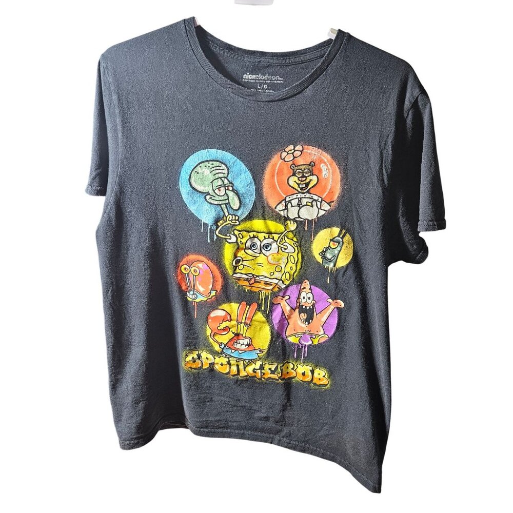 Nickelodeon SpongeBob Graphic T-Shirt Large Black 100% Cotton